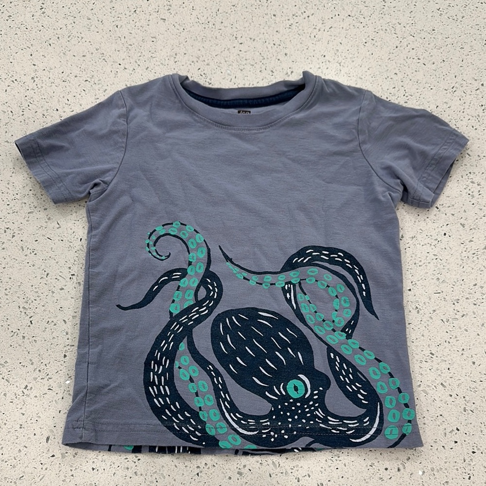 Tea Collection Gray and Green Short Sleeve Tee